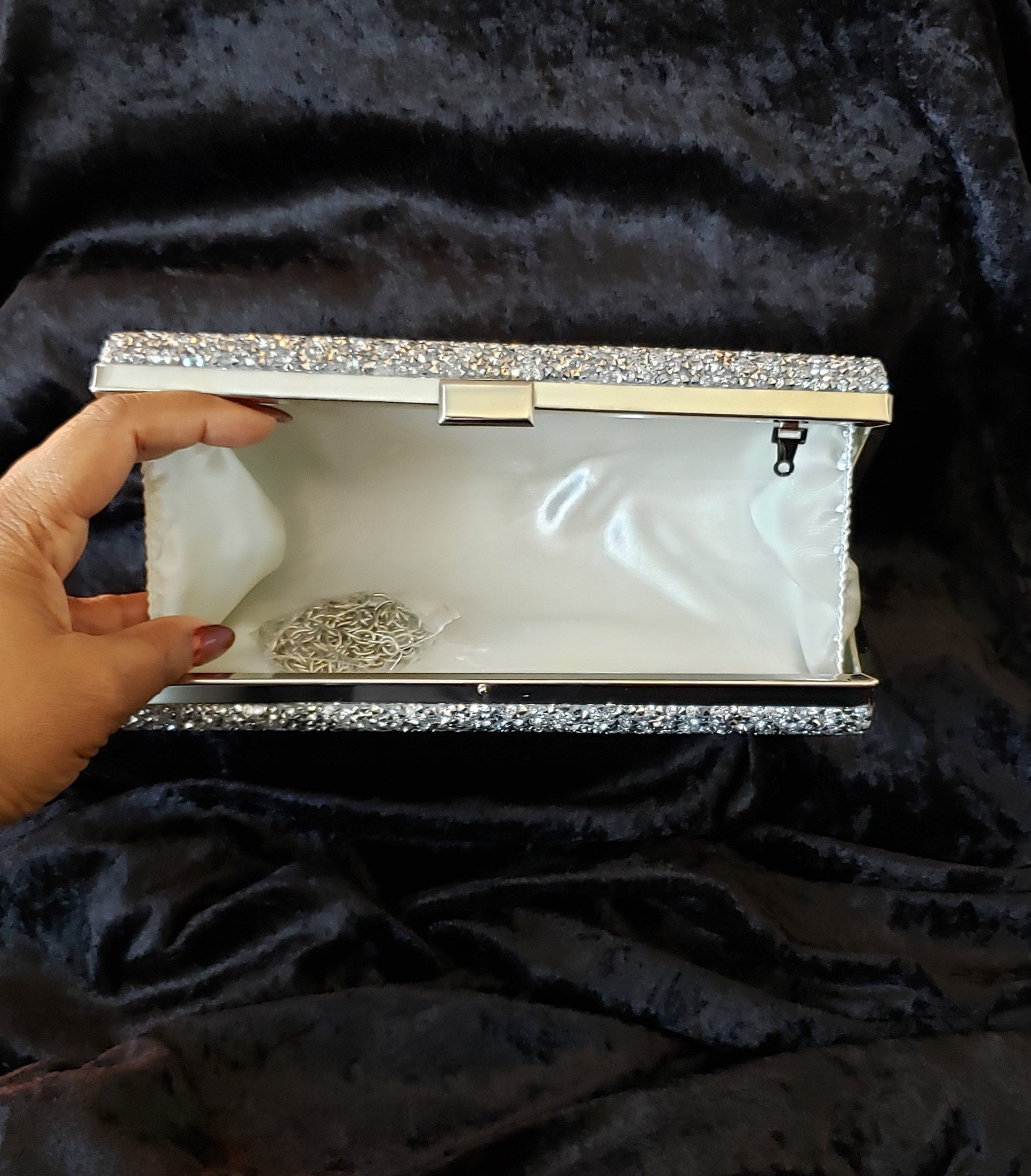Diamond Shaped Jewel Encrusted Clutch Bag White Forever Finer Designs